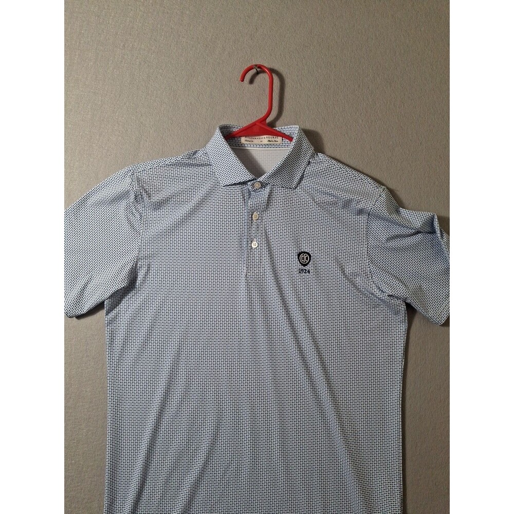 Men's Light Blue Micro-Pattern Polo Shirt with Subtle Logo